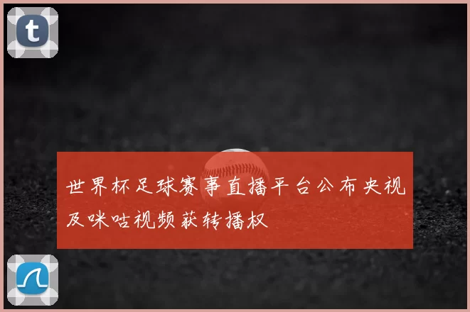 世界杯足球赛事直播平台公布央视及咪咕视频获转播权
